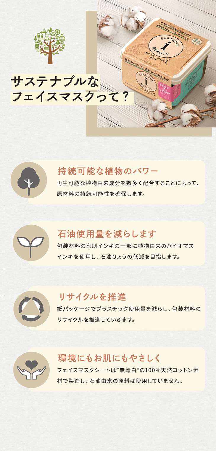 EARTHFUL BEAUTY i アースフルビューティアイ
ナチュラルコットンマスク ヴァーベナの香り