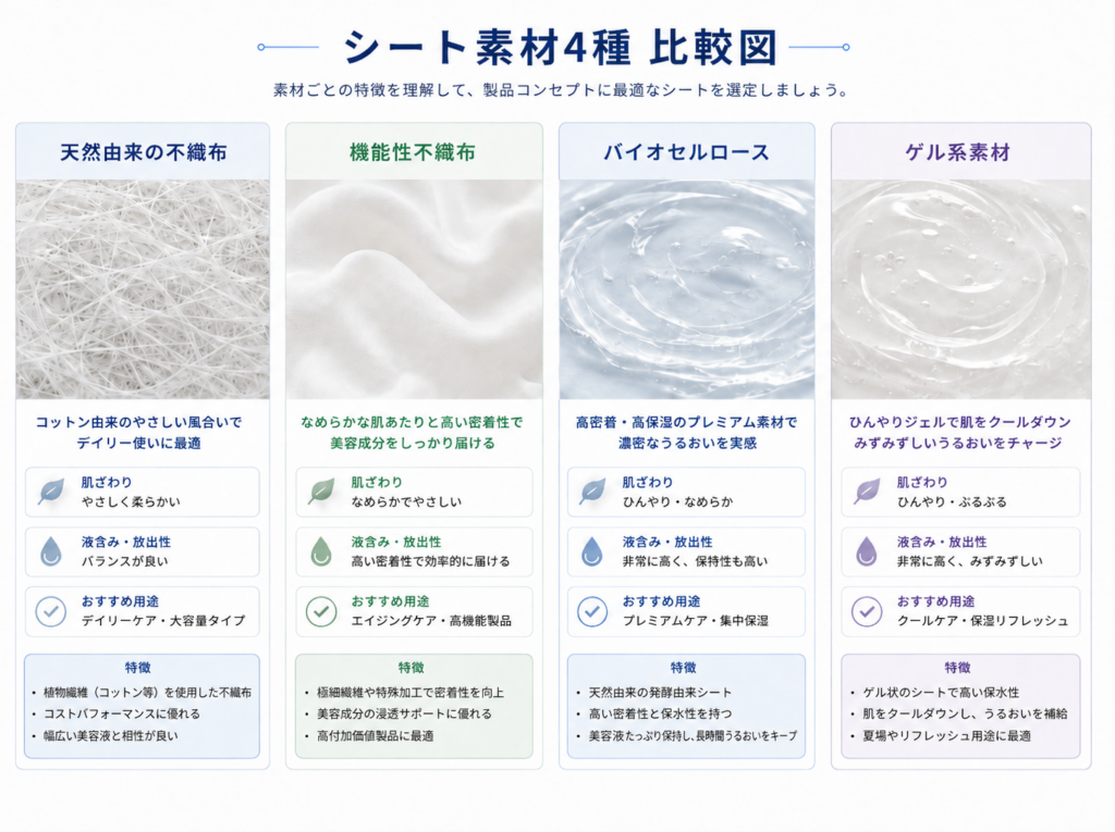 シート素材4種比較図